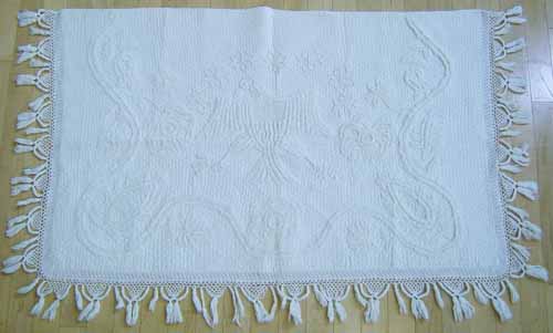 Appraisal: Pennsylvania quilted and sheerwork dresser scarf late th c with