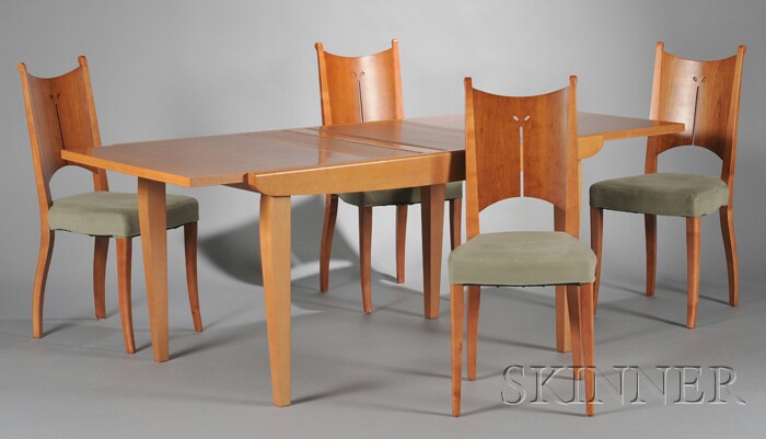 Appraisal: Dining Table and Six Side Chairs Cherry and oak Italy