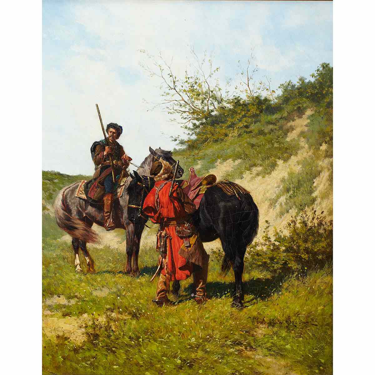 Appraisal: Wladislaw Karol Szerner - Polish COSSACK HORSEMEN MEETING ON ROUTE