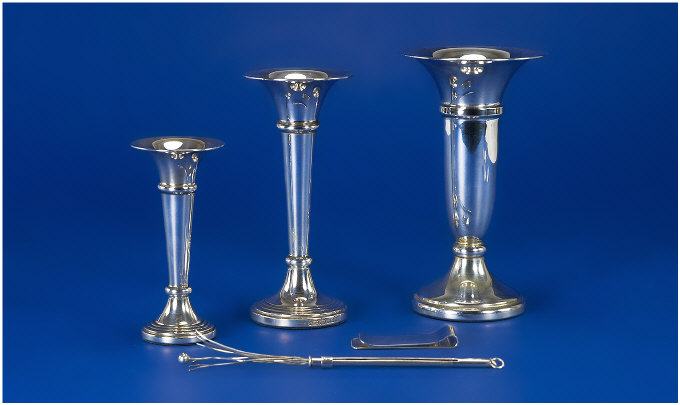 Appraisal: Collection of Five Silver Items Posy vases all fully hallmarked