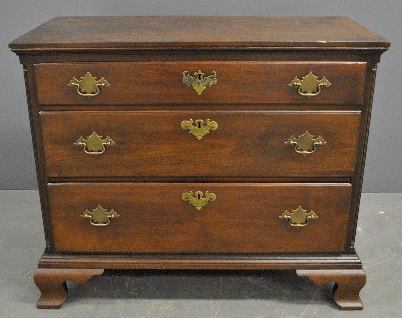 Appraisal: - Chippendale mahogany three-drawer chest c h x w -