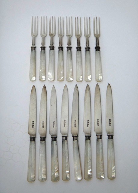 Appraisal: Eight pairs of silver dessert or fruit knives and forks