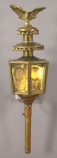 Appraisal: Good Large English Gilt-Brass-Mounted Double-Canopy Carriage Lantern third quarter th