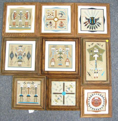 Appraisal: Group of nine Navajo sand paintings all contemporary some signed