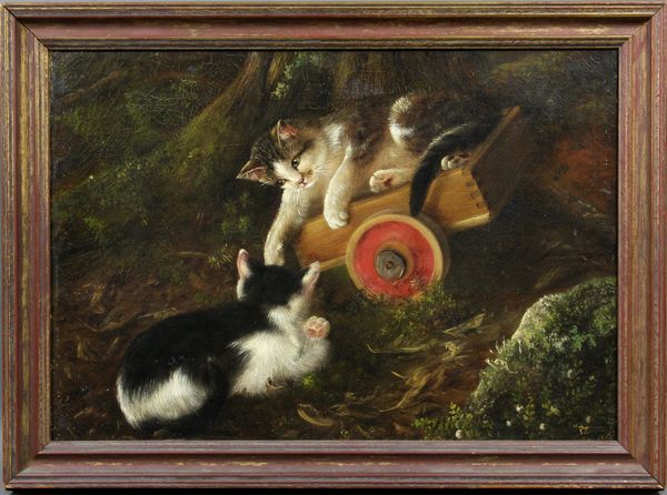 Appraisal: th Century two kittens playing o c dated LR Aug