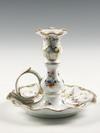 Appraisal: PORCELAIN CHAMBERSTICK - Dresden Candleholder with ruffled dish and cup