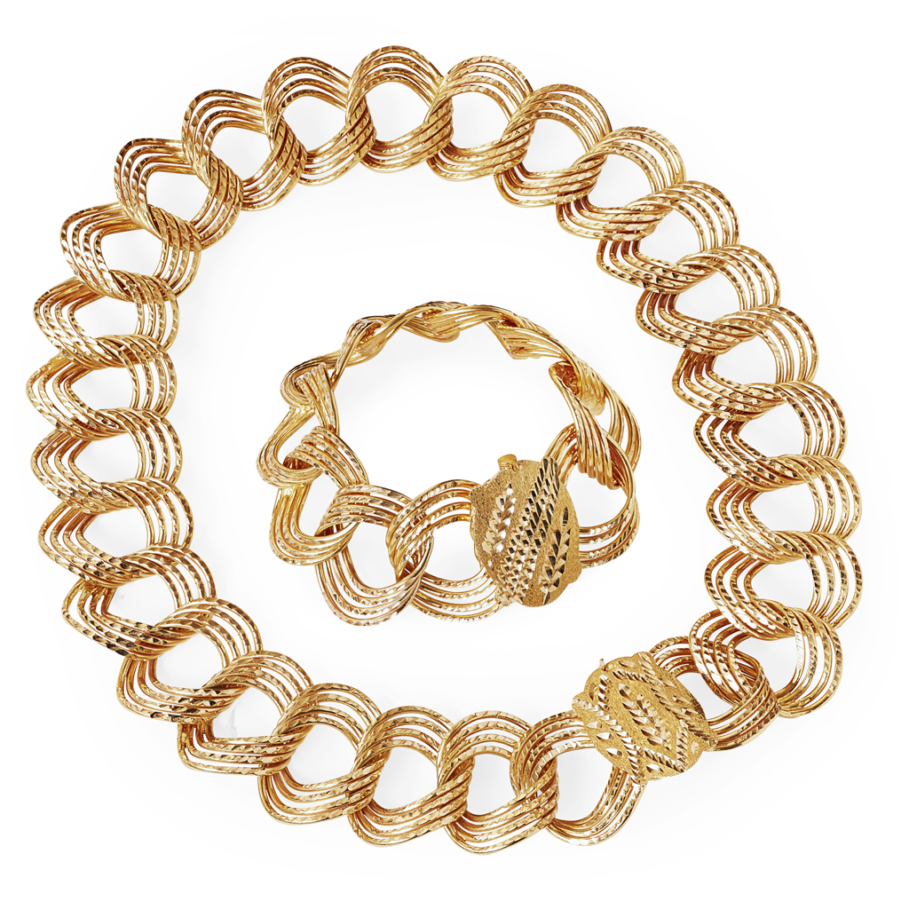 Appraisal: A lady's bold necklace and matching bracelet composed of groups