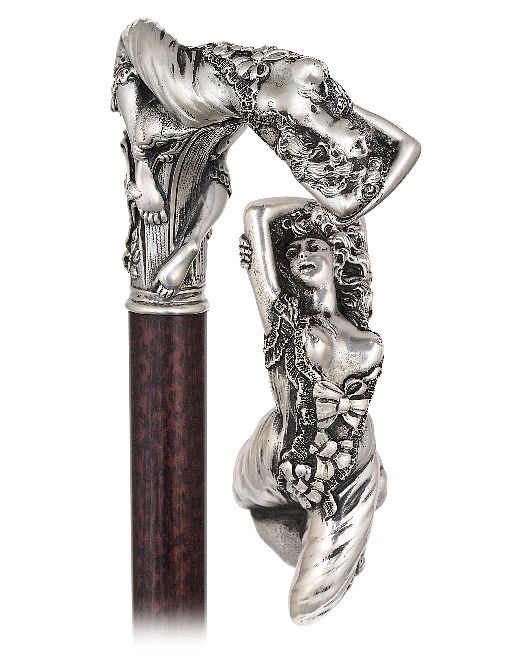 Appraisal: Silver Venus Cane Ca -Figural silver handle well modeled heavy