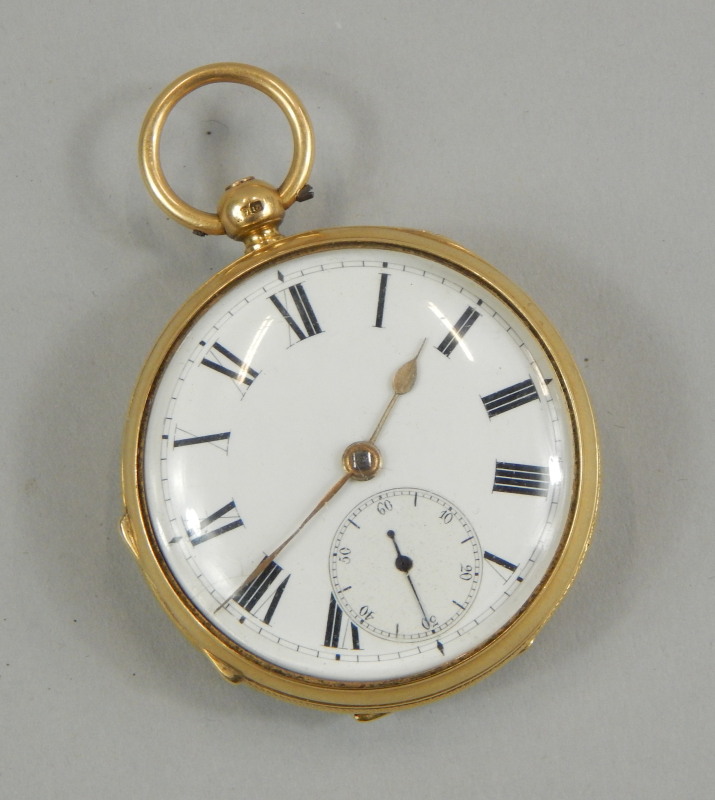 Appraisal: A small ct gold pocket watch the white enamel dial