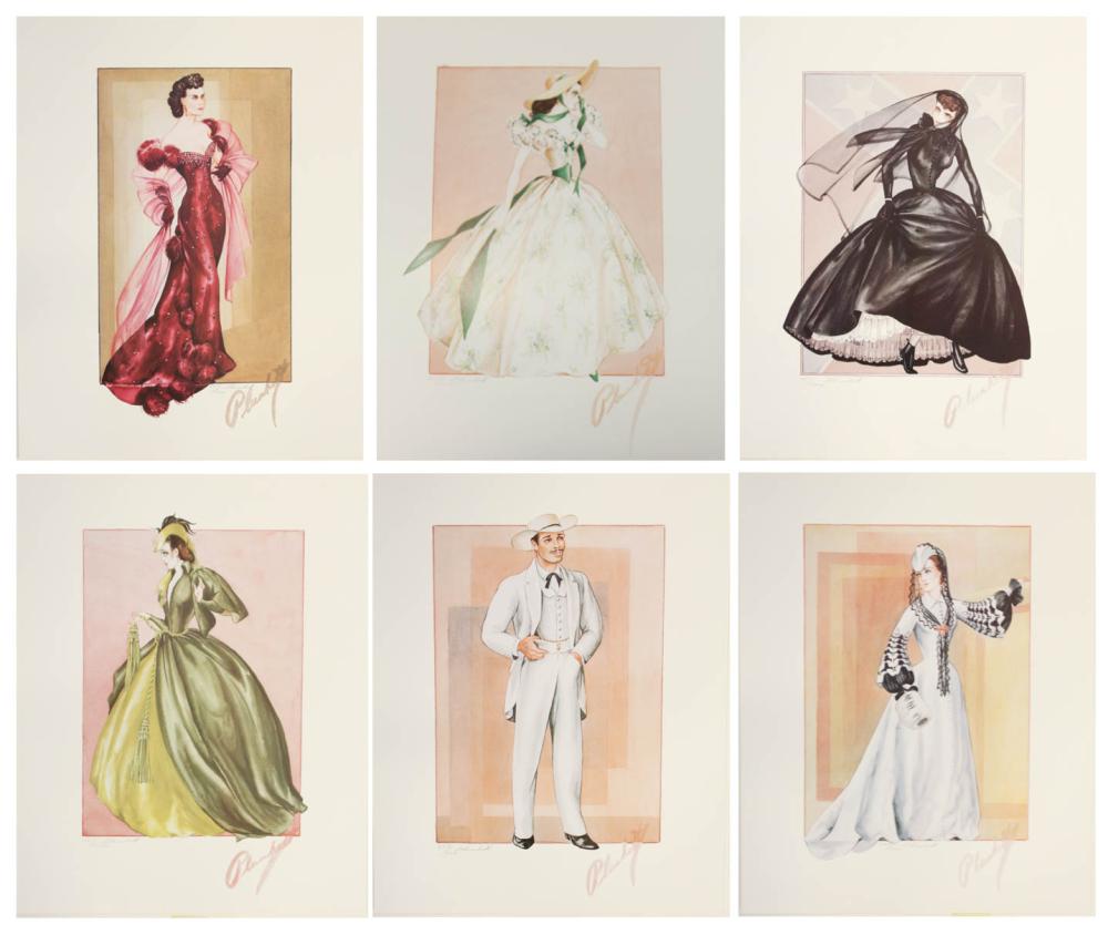 Appraisal: WALTER PLUNKETT California New York - six offset lithographs Costume