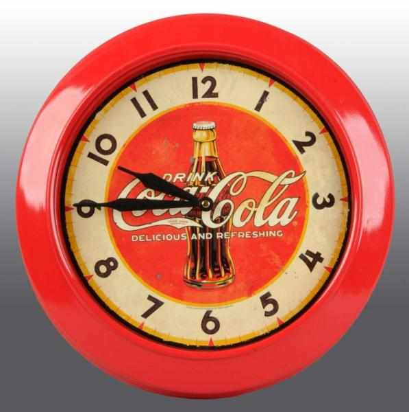 Appraisal: Coca-Cola Metal and Glass Clock Description Appears all original Battery