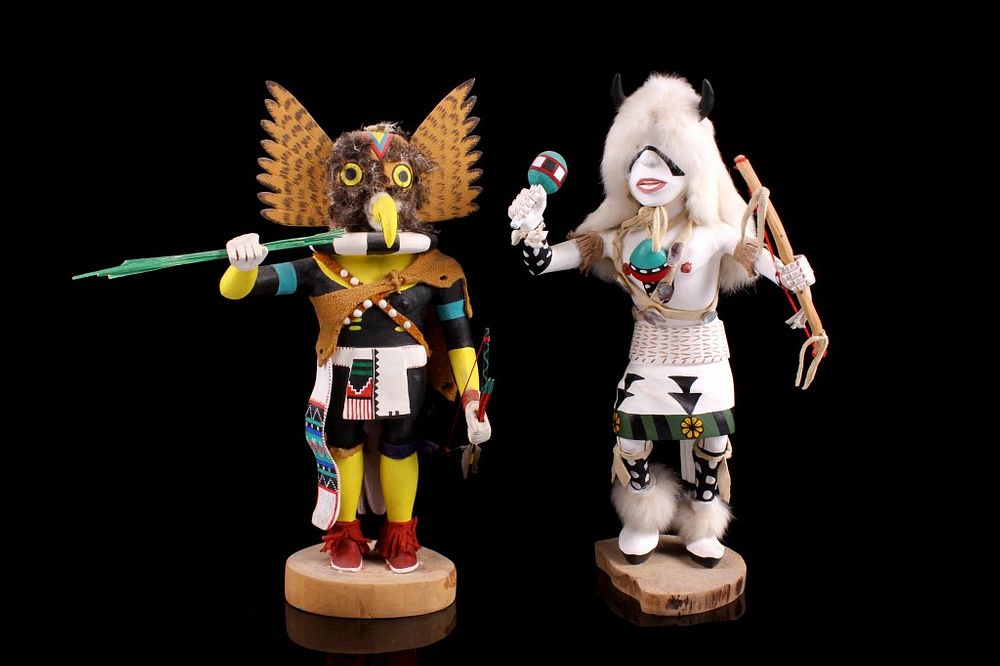 Appraisal: s Hopi Indian Cottonwood Kachina Pair For your consideration is