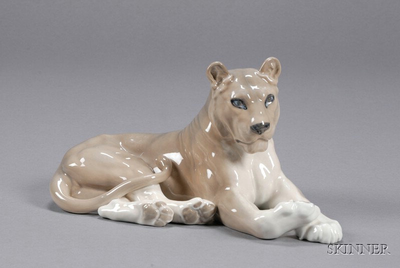 Appraisal: Royal Copenhagen Porcelain Model of a Lioness Denmark number the