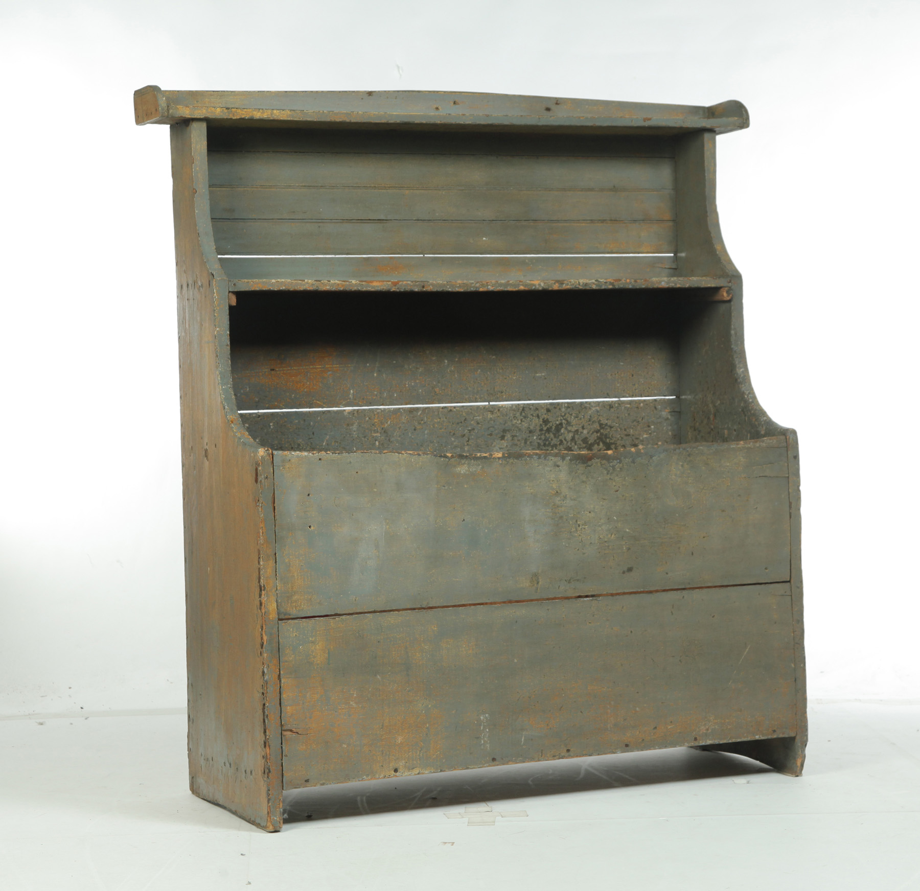 Appraisal: PAINTED PRIMITIVE HIGH BACK WOOD BIN American th quarter- th