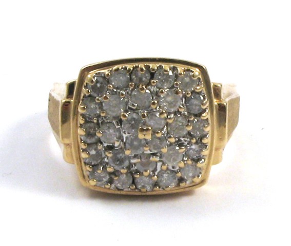 Appraisal: MAN'S DIAMOND AND TEN KARAT GOLD RING set with round-cut