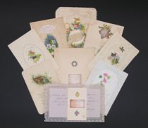 Appraisal: Ten Valentines Lot includes five embossed lace pattern Valentines decorated