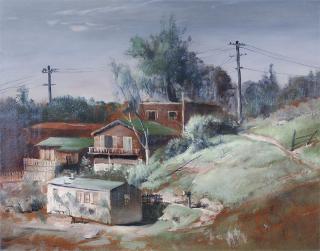 Appraisal: Paul Lauritz ''Hillside Homes'' probably Chavez Ravine signed lower left