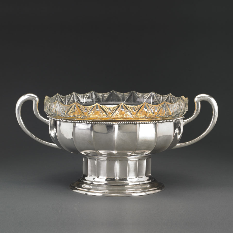 Appraisal: Austro-Hungarian Silver and Cut Glass Centrepiece early th century length