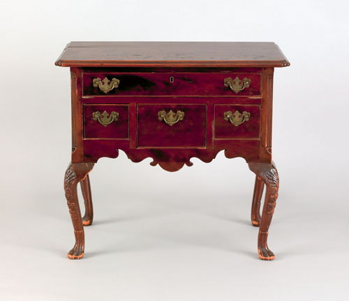 Appraisal: Chippendale style mahogany lowboy with four drawers flanked by fluted