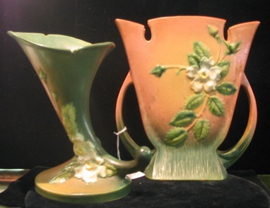 Appraisal: TWO ROSEVILLE AMERICAN ART POTTERY VASES in the Apple Blossom