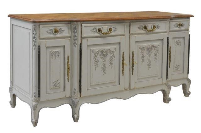 Appraisal: French Provincial Louis XV style oak sideboard th c parquetry