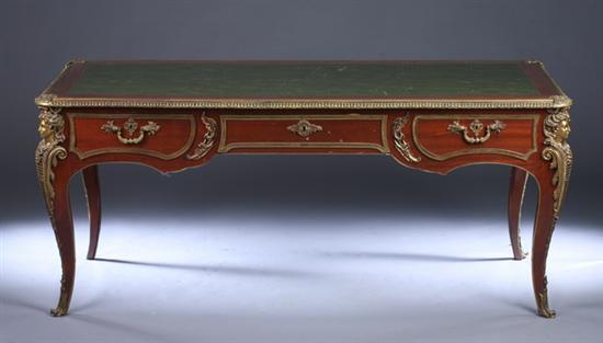 Appraisal: LOUIS XV STYLE MAHOGANY GILT-METAL MOUNTED BUREAU PLAT th century