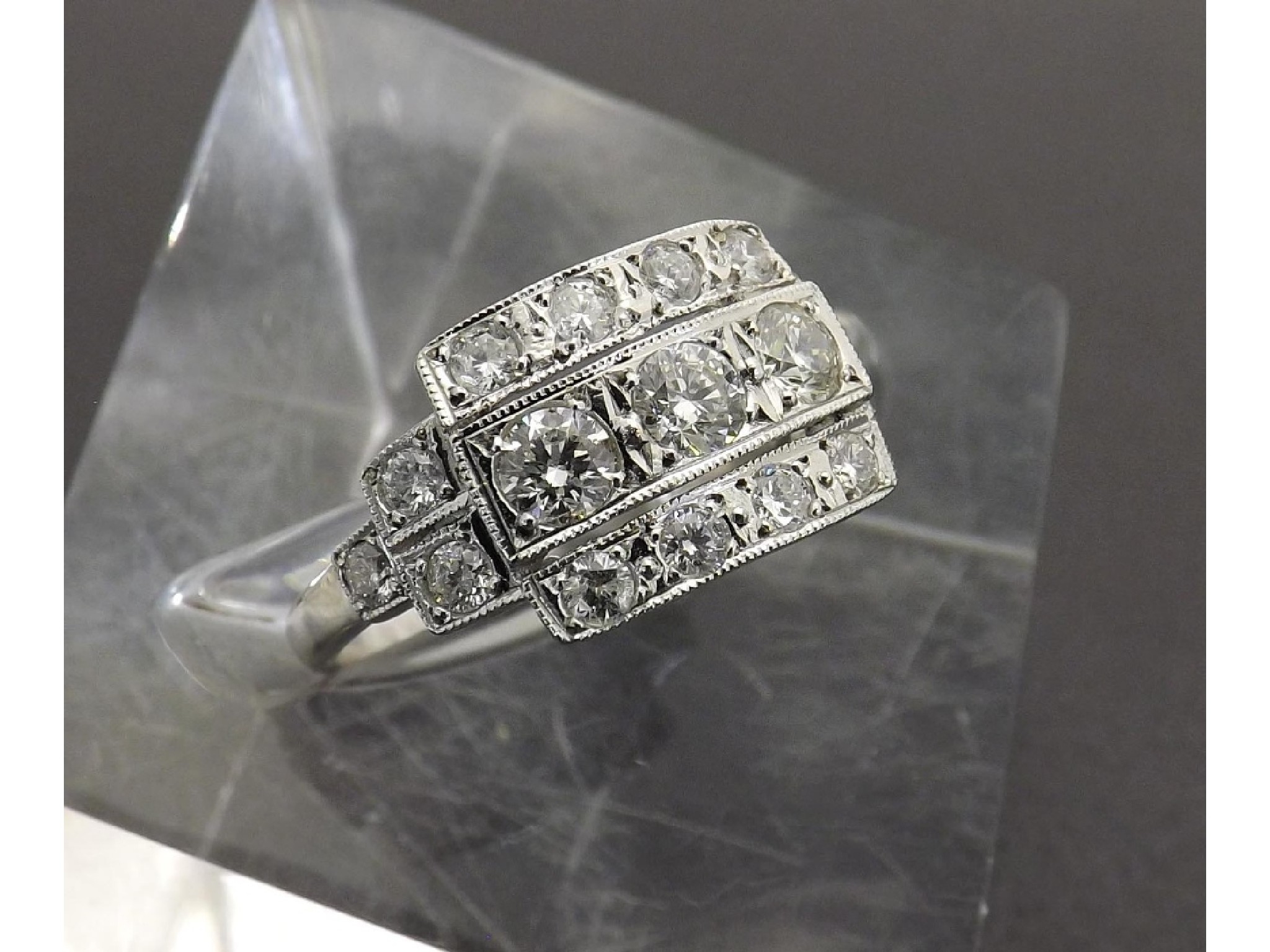 Appraisal: Art Deco style k white gold diamond dress ring with