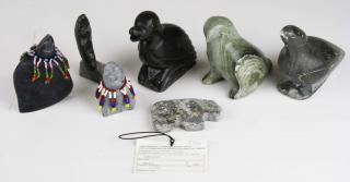 Appraisal: Inuit soapstone birds fetishes hts to Inuit soapstone birds fetishes