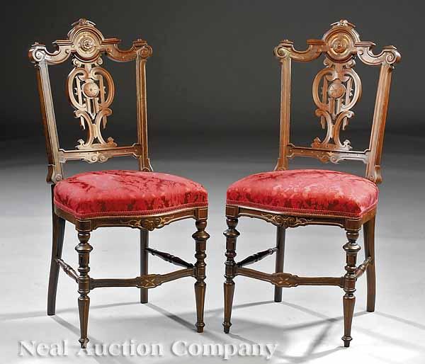 Appraisal: A Pair of American Renaissance Carved and Gilt Incised Rosewood