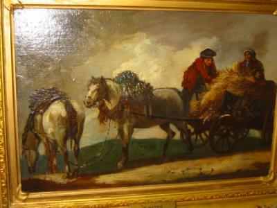 Appraisal: T YATES Haycart and Figures signed on board x gilt