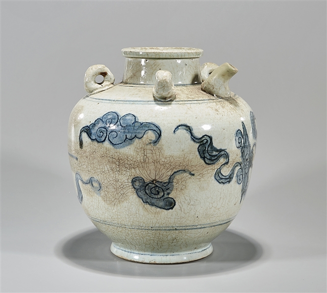 Appraisal: Chinese blue and white porcelain vessel with cloud designs x