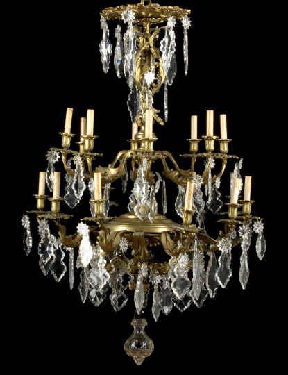 Appraisal: Large Napoleon III Gilt-Bronze and -Brass and Cut Glass Eighteen-Light