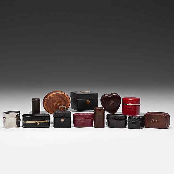 Appraisal: Traveling Inkwells th century An assembled group of fifteen traveling