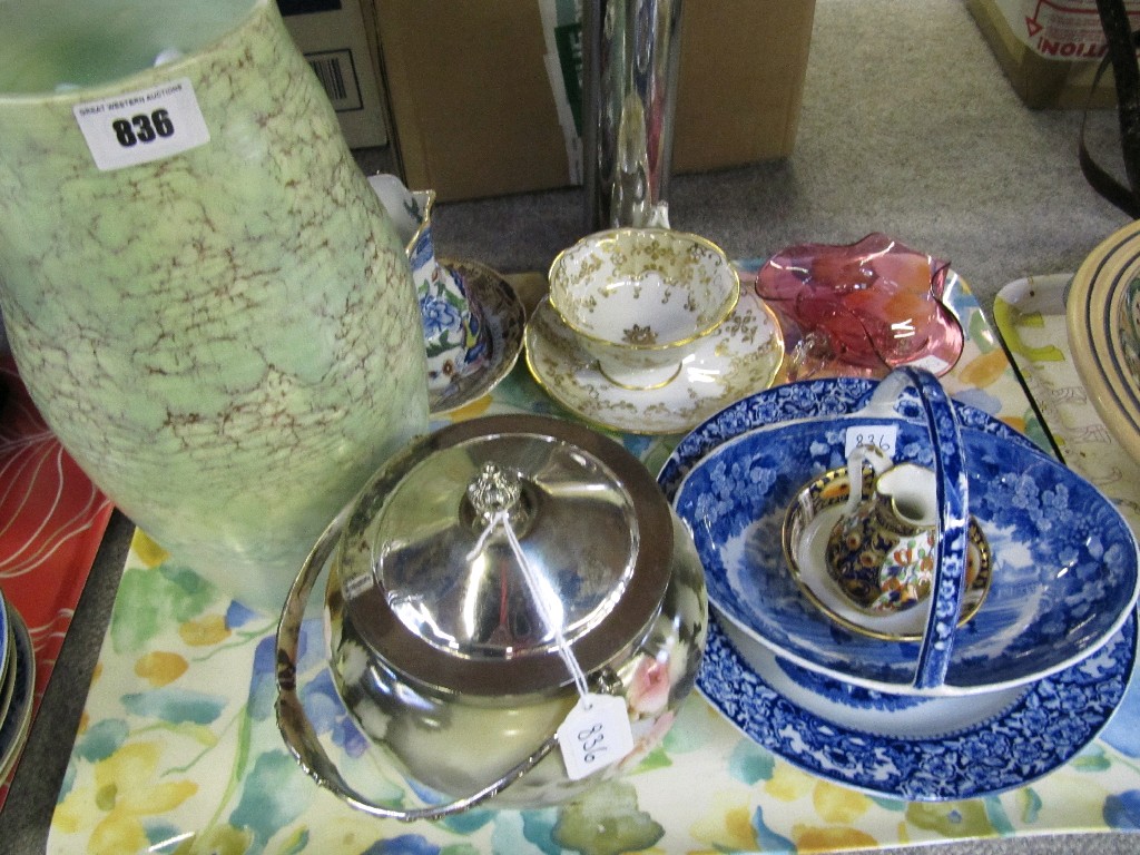 Appraisal: Tray lot of ceramics to include Derby miniature ewer and