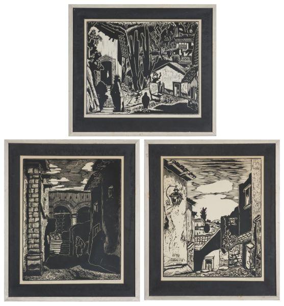 Appraisal: Carl Pappe Mexico - Three Woodblocks the titles included are