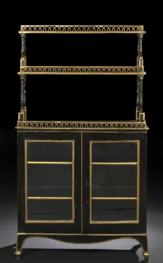 Appraisal: Regency Ebonized and Parcel-Gilt Parlor Cabinet first quarter th century