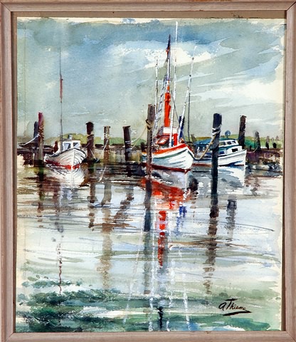 Appraisal: Boatyard watercolor x SLR A Thieme Artist American -