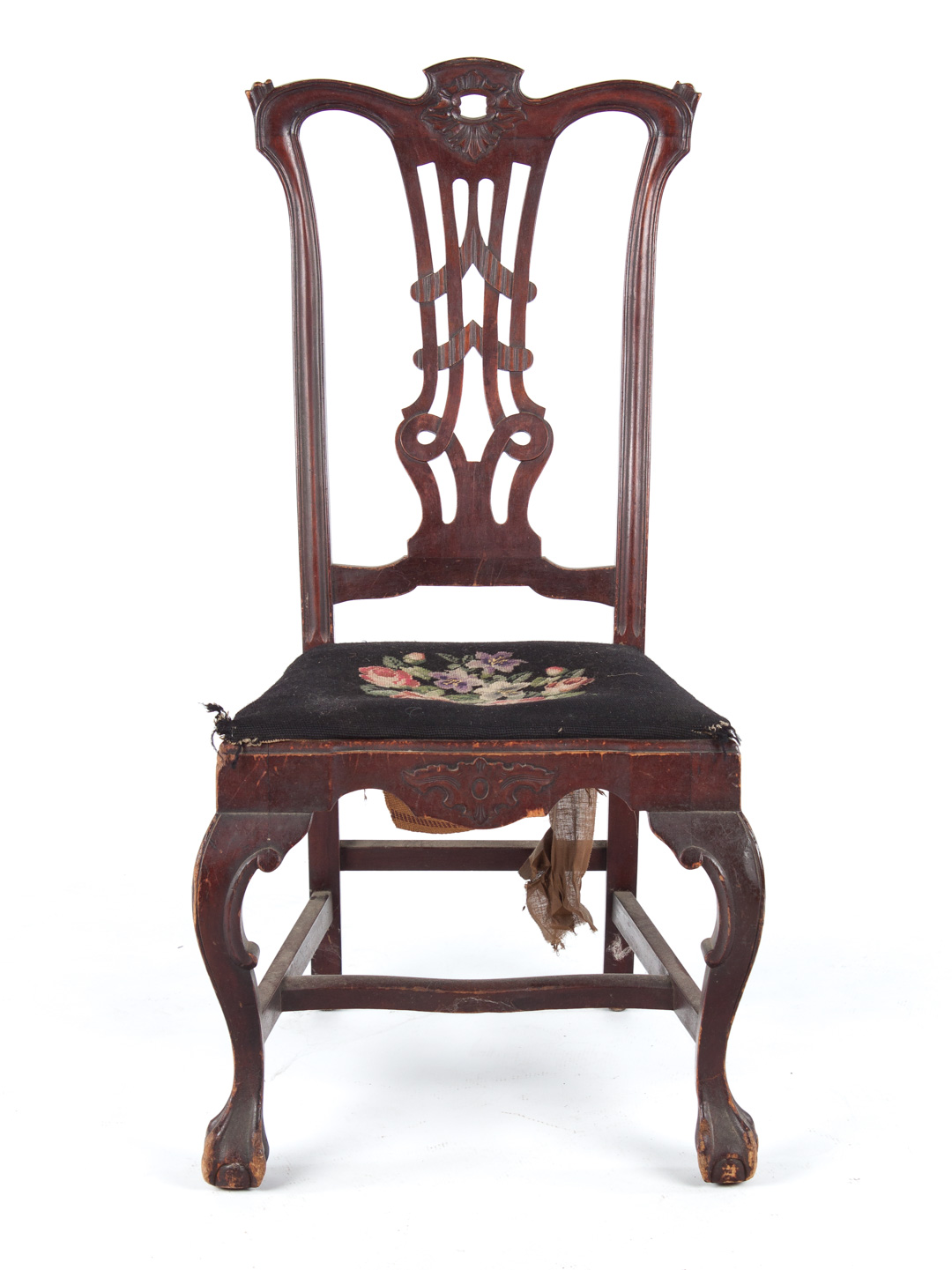 Appraisal: Dutch Rococo style carved mahogany side chair pierced spoon-form splat