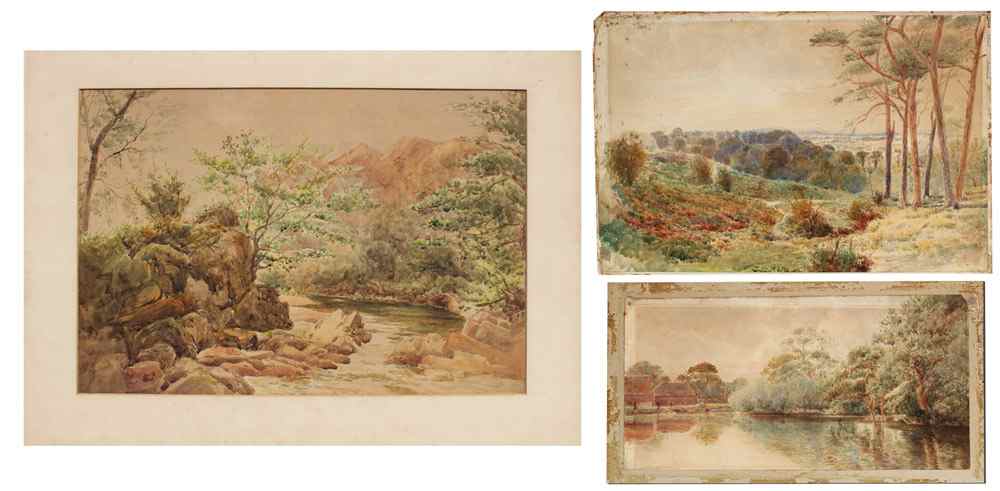 Appraisal: WATERCOLOR LANDSCAPE PAINTINGS Possibly late th C river scenes and