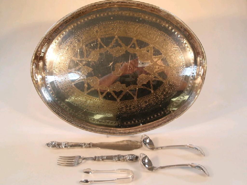 Appraisal: A silver plated gallery tray a pair of EPNS fish