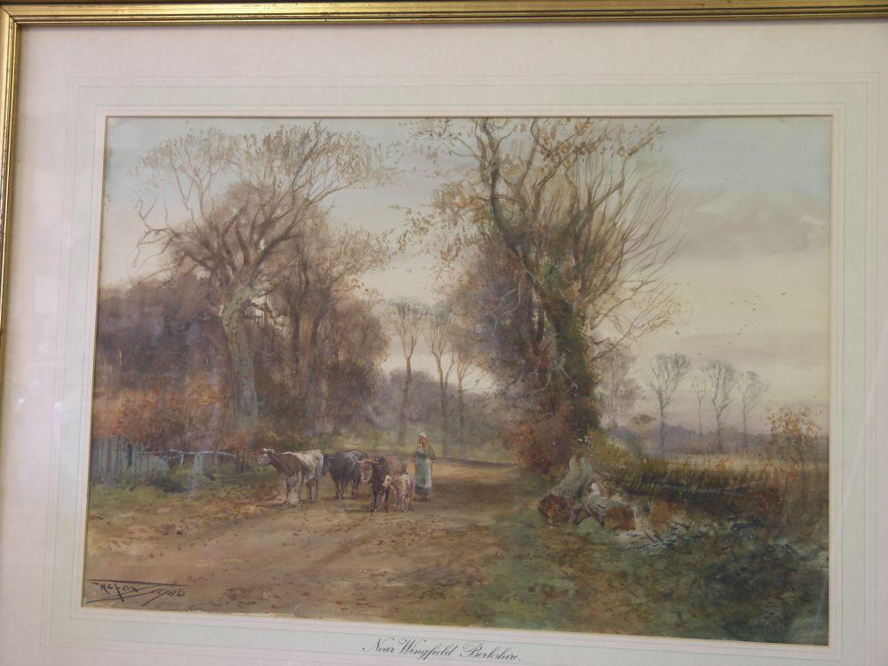 Appraisal: Henry Charles Fox - watercolour entitled Near Wingfield Berkshire farmhand