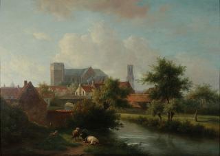 Appraisal: CONTINENTAL SCHOOL PASTORAL VILLAGE LANDSCAPE A Flemish Belgian or Dutch