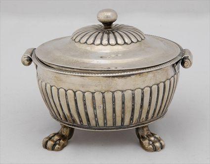 Appraisal: GEORGE III SILVER BOWL AND COVER Maker's mark SL London