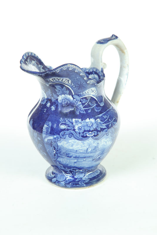 Appraisal: HISTORICAL BLUE STAFFORDSHIRE PITCHER England nd quarter- th century Dark