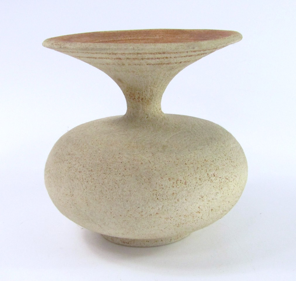 Appraisal: A Waistel Cooper Brown stoneware vase circa 's of spitoon