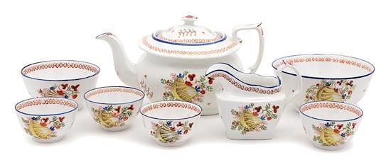 Appraisal: An English Porcelain Partial Dessert Service Height of teapot inches