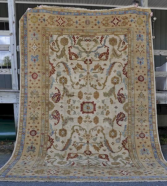 Appraisal: Large room size Oriental rug Oushak design ' x '