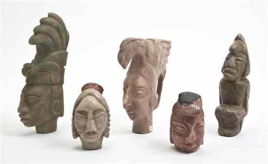 Appraisal: A Group of Eight Pre-Columbian Style Carved Stone Articles comprising