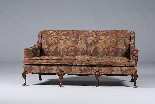 Appraisal: EDWARDIAN UPHOLSTERED SOFA English th century with straight back and