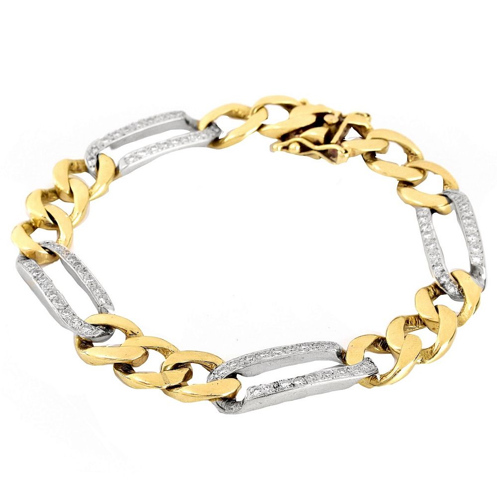 Appraisal: Diamond and K Gold Link Bracelet Vintage Single Cut Diamond